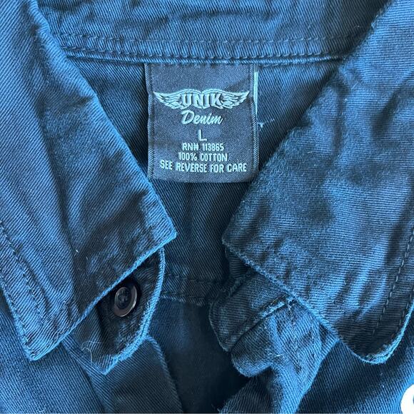 Sturgis Sleeveless Shirt Men Size Large Black Motorcyle Rally Raw Edge Button Up - Picture 7 of 10